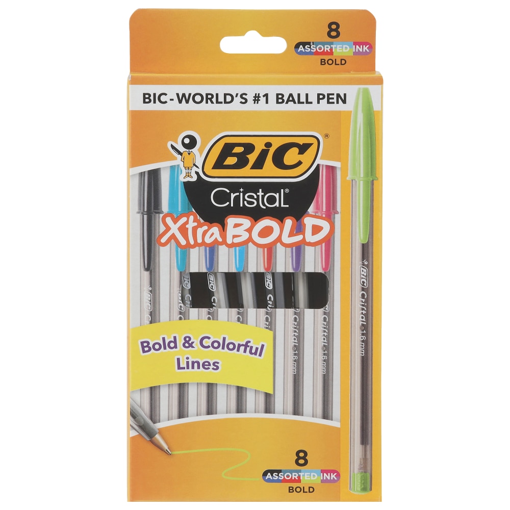 BIC® Cristal® Xtra Bold Ball Point Pens - Assorted, 8 pk - QFC