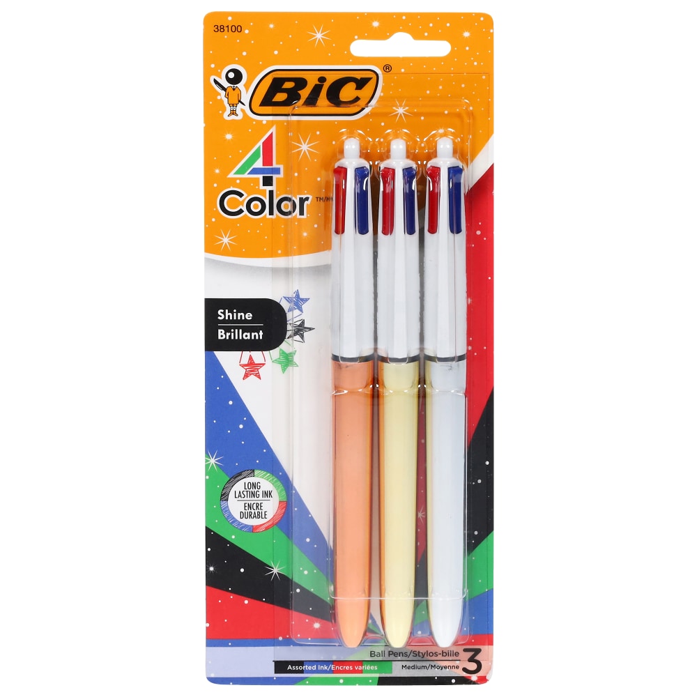 BIC - 4-Color Ballpoint Retractable Pen, Assorted Ink, Medium, 2 per Pack, Sold as 1 PK BIC - 4-Color Ballpoint Retractable Pen, Assorted Ink, Medium, 2 per Pack, Sold as 1 PK