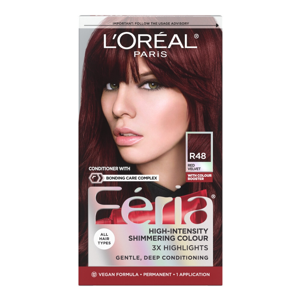 L Oreal Feria Power Reds R48 Intense Deep Auburn Permanent Hair Color Gel 1 Ct