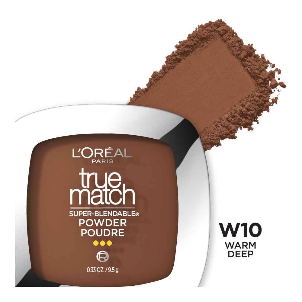 L'Oreal Paris True Match Powder Foundation Makeup, Oil Free, W10 Deep, 0.33 oz