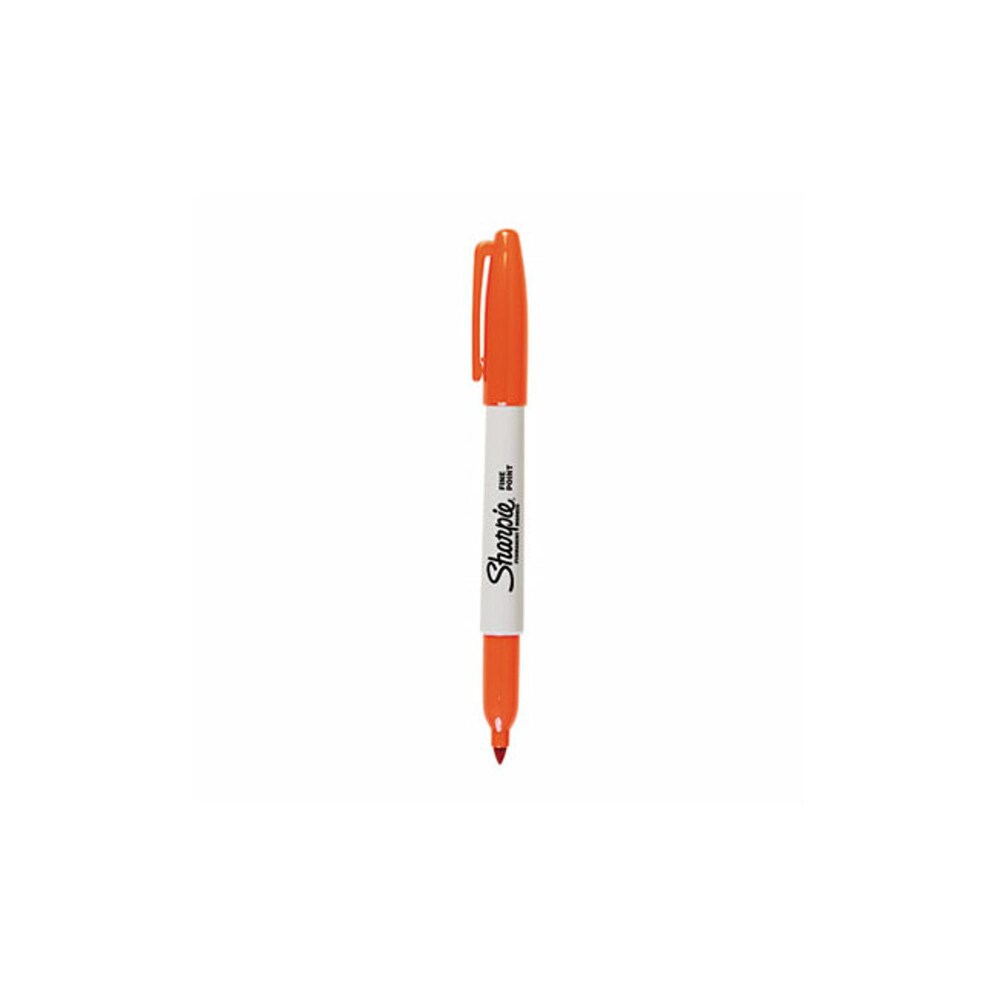 Fine Tip Permanent Marker, Fine Bullet Tip, Orange, Dozen