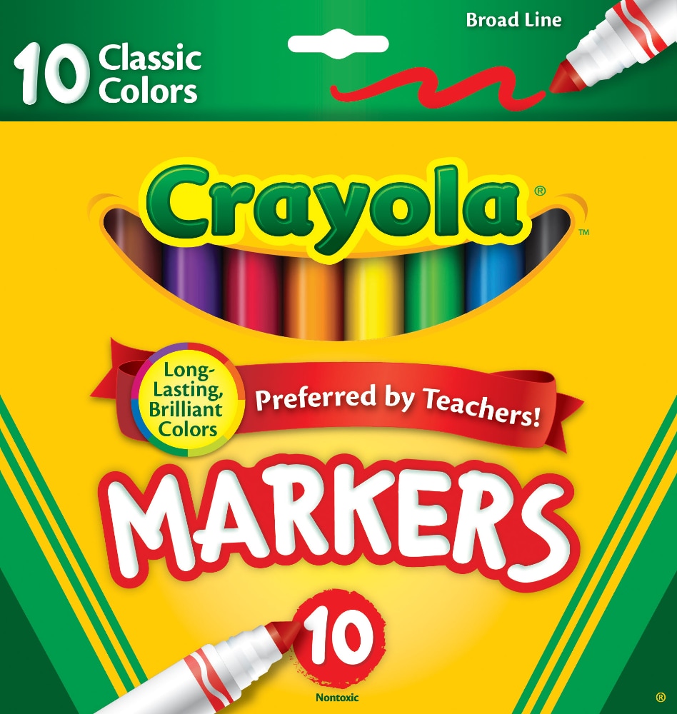 Crayola Classic Fine Line Markers, Assorted Colors - 10 count