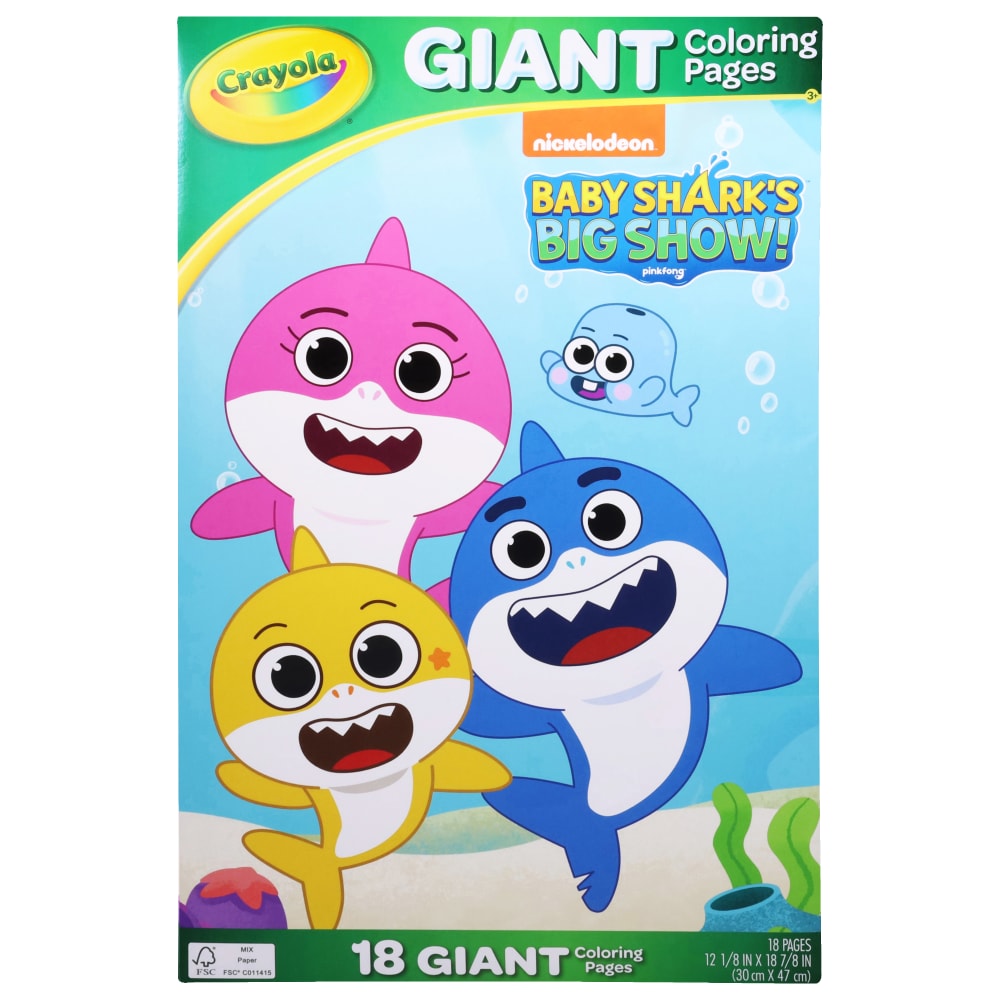 crayola baby shark giant coloring book 18 pk