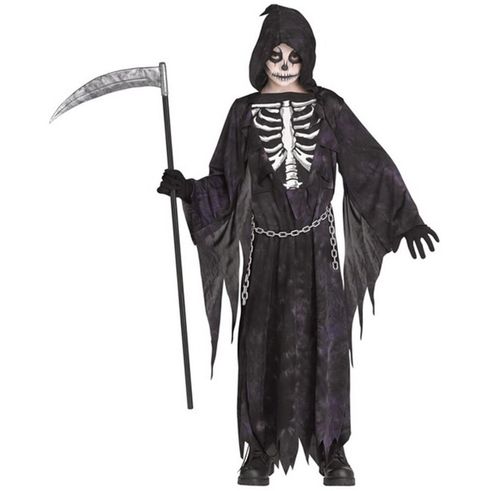 Midnight Skeleton Reaper Costume Child Black Blue Midnight Skeleton Reaper Costume Child Black Blue