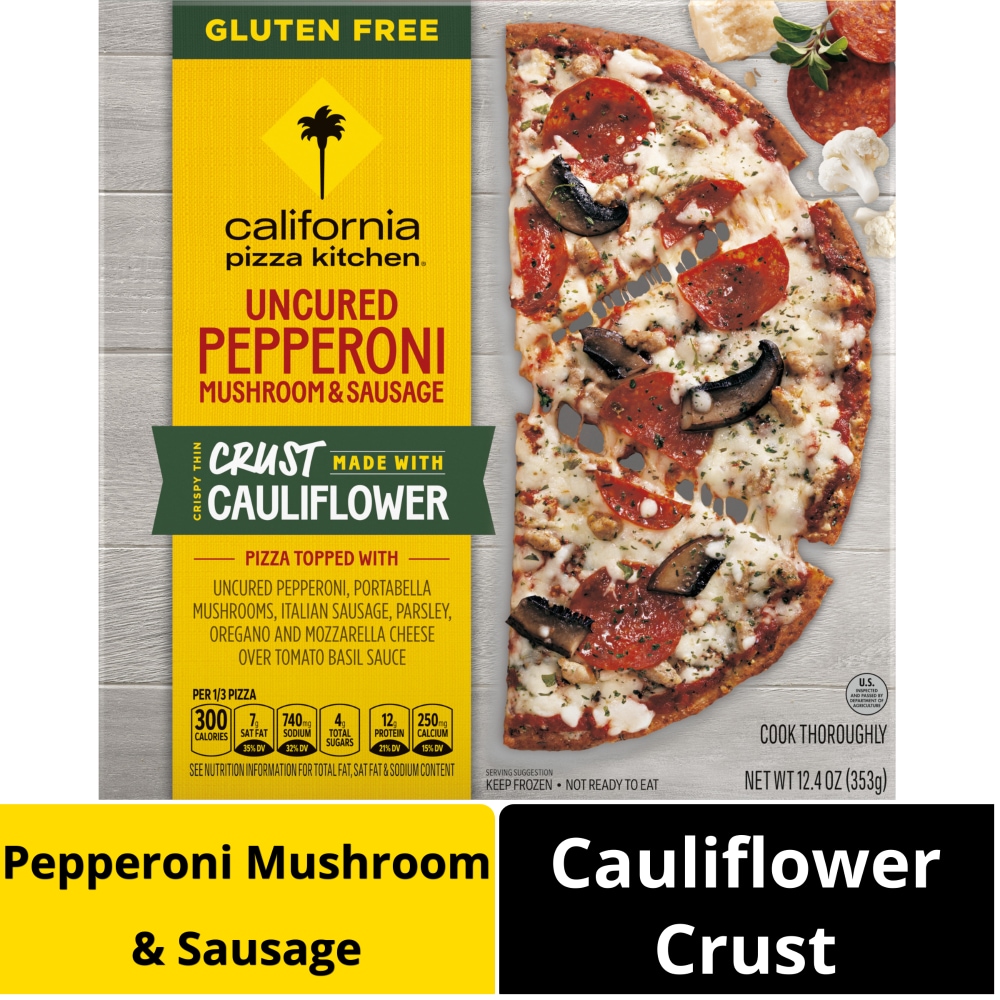 California Pizza Kitchen Pepperoni Mushroom and Sausage Gluten Free Cauliflower Crust Frozen Pizza - 12.4oz