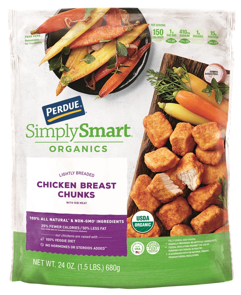 Image result for perdue simply smart organic lightly breaded chicken breast chunks"