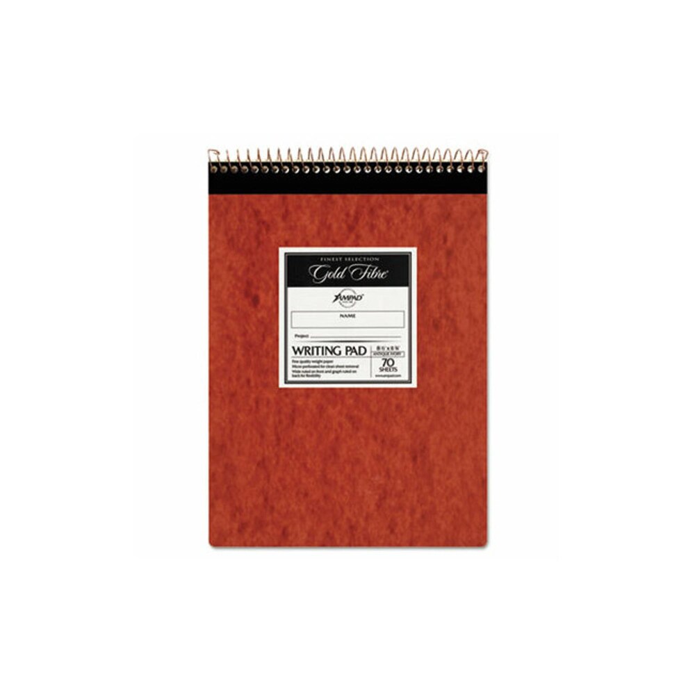 Gold Fibre Retro Wirebound Writing Pads, Wide/Legal and Quadrille Rule, Red Cover, 70 White 8.5 x 11.75 Sheets