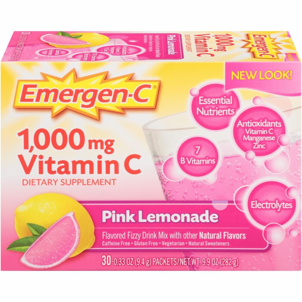 Emergen C 1000mg Vitamin C Pink Lemonade Powder 30 Ct 0 33 Oz City Market