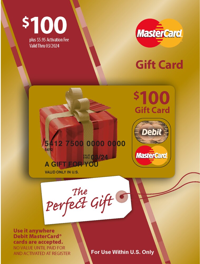 Mastercard 100 Gift Card Perspective Front