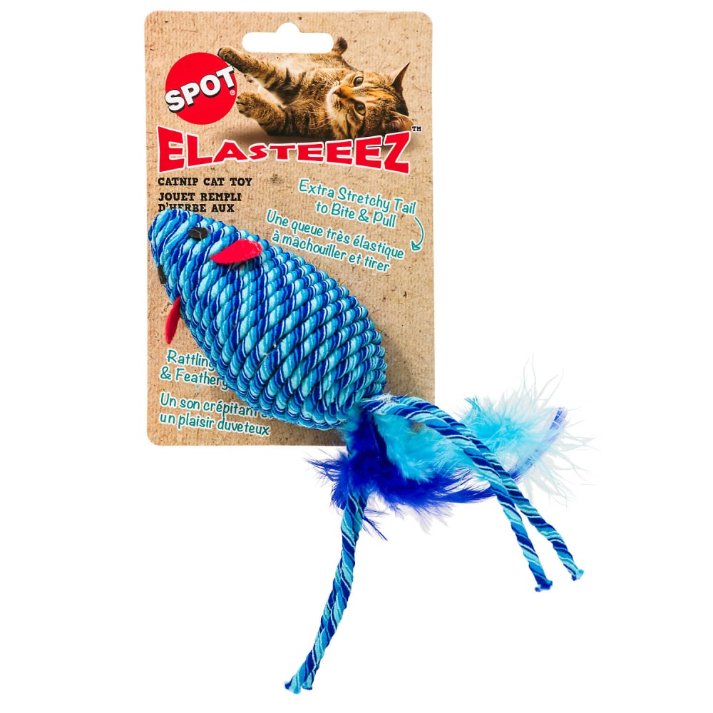 SPOT ELASTEEEZ MOUSE W/FEATHERS SPOT ELASTEEEZ MOUSE W/FEATHERS