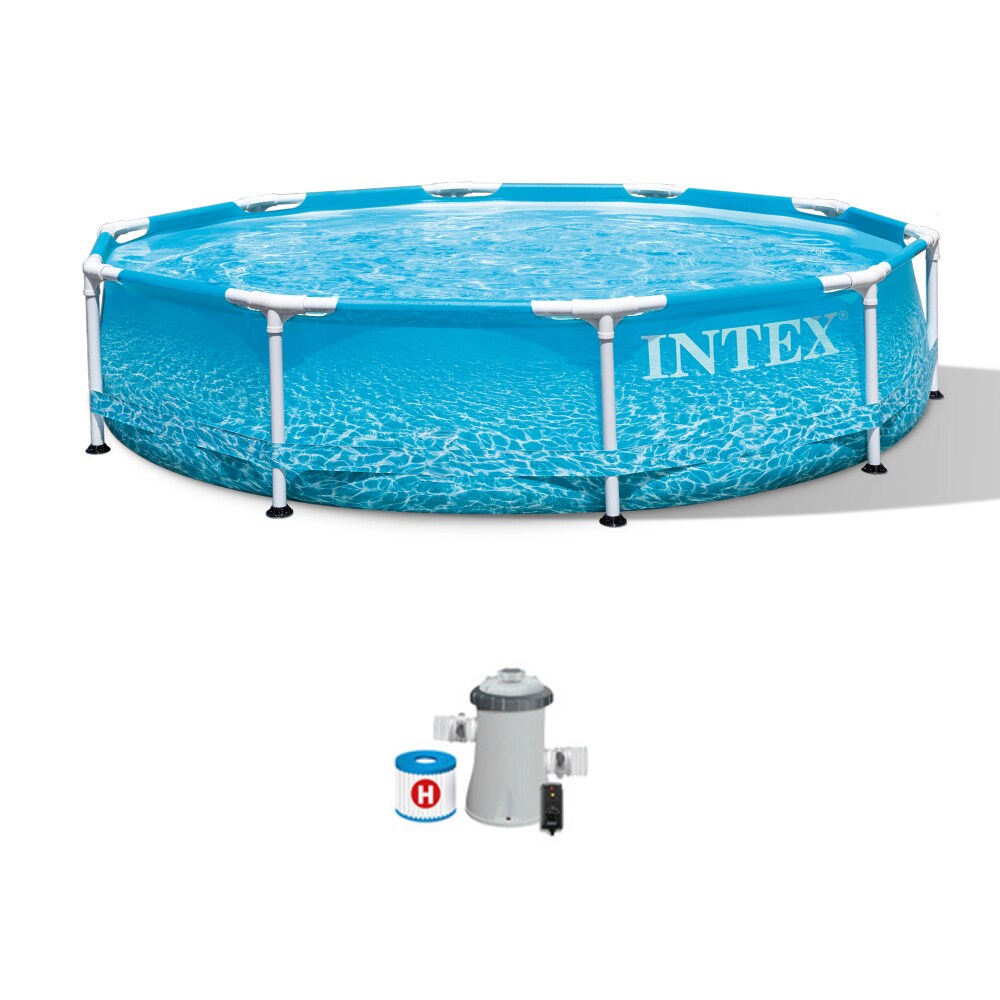 Intex 28207EH 10 x 30 Steel Metal Frame Beachside Swimming Pool w Filter Pump 1 Piece King Soopers