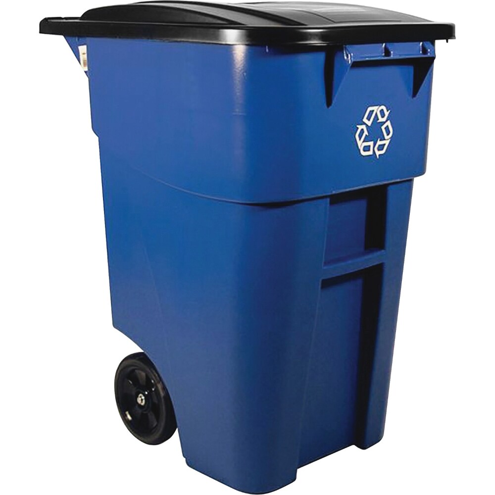 Rubbermaid Commercial Brute Recycling Rollout Container - Swing Lid - 50 gal Capacity - Rectangular - Mobility, Heavy Duty, Wheels, Lid Locked, Hinged, Durable, Easy to Clean - 36.5 Rubbermaid Commercial Brute Recycling Rollout Container - Swing Lid - 50 gal Capacity - Rectangular - Mobility, Heavy Duty, Wheels, Lid Locked, Hinged, Durable, Easy to Clean - 36.5