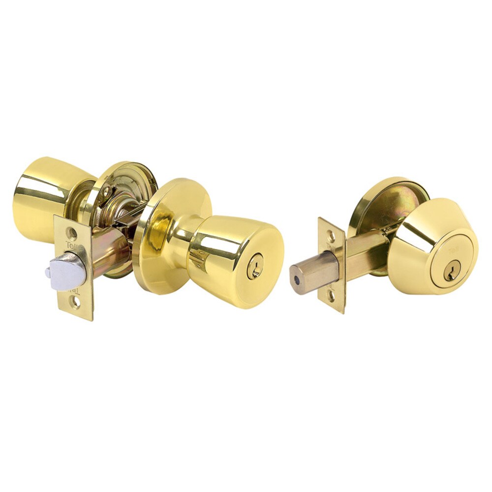 Tell Alton Bright Brass Knob and Single Cylinder Deadbolt ANSI Grade 3 1-3/4 in. Tell Alton Bright Brass Knob and Single Cylinder Deadbolt ANSI Grade 3 1-3/4 in.