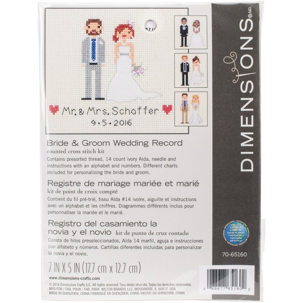 Dimensions Bride & Groom Wedding Record Cross Stitch Kit Dimensions Bride & Groom Wedding Record Cross Stitch Kit
