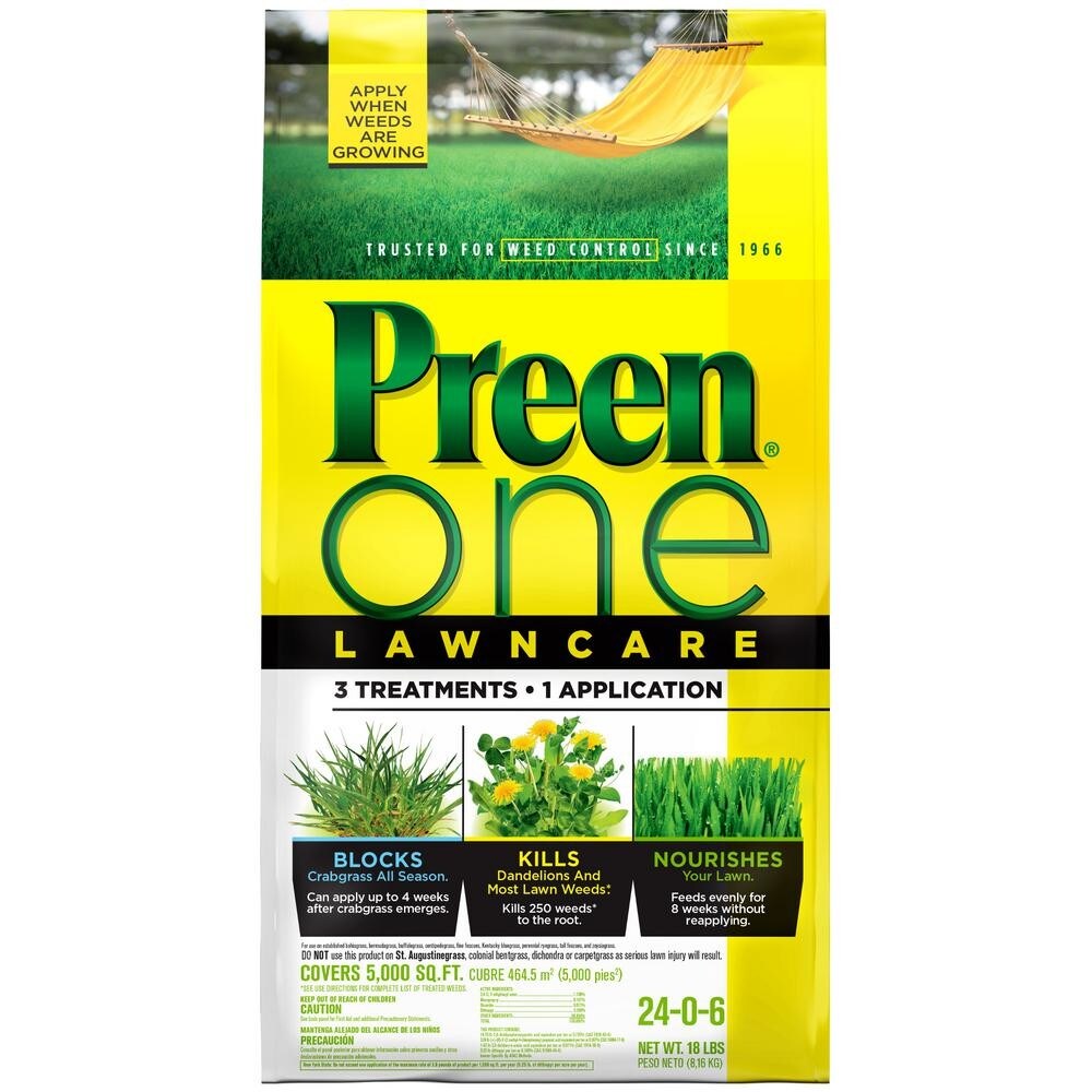 Preen One Lawncare Weed & Feed Lawn Fertilizer For Multiple Grasses 5000 sq ft