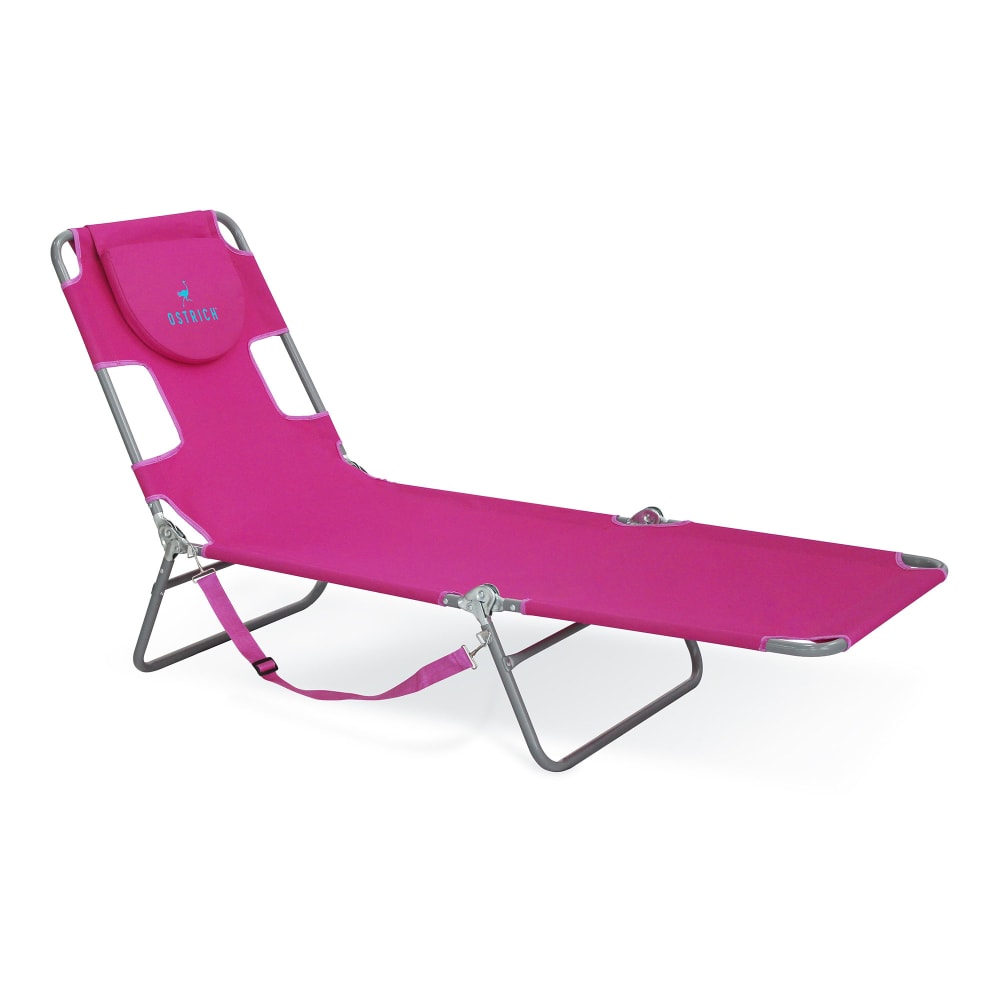 Ostrich Chaise Lounge Portable Facedown Beach Camping Pool Tanning Chair Pink 1 Piece Baker s