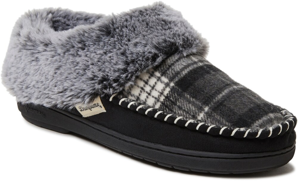 plaid moccasin slippers
