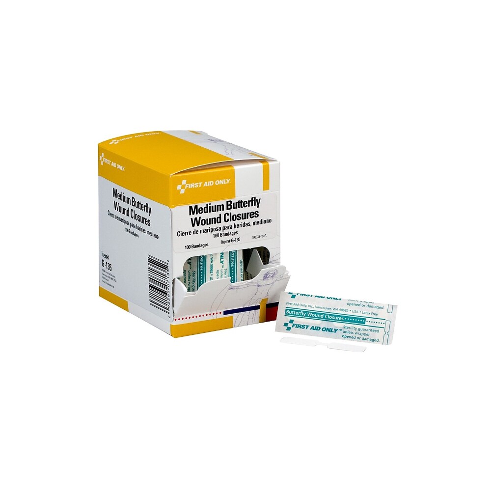 Butterfly Wound Closures, 0.38 x 1.75, 100/Box