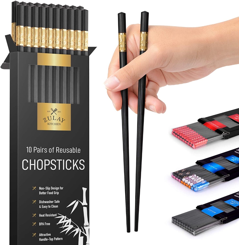 Zulay Kitchen Premium Japanese Chopsticks Reusable & Durable Design - Gold, 10 - Foods Co. Zulay Kitchen Premium Japanese Chopsticks Reusable & Durable Design - Gold, 10 - Foods Co.