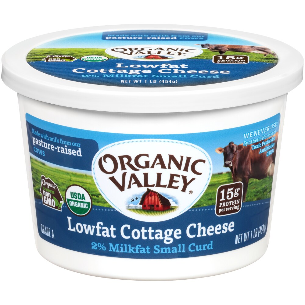 Qfc Organic Valley 2 Small Curd Lowfat Cottage Cheese 1 Lb