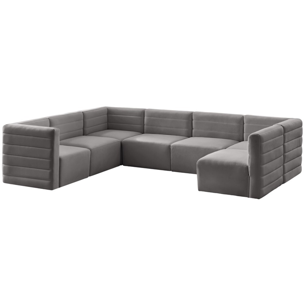 Meridian Furniture Quincy Velvet Modular Cloud-Like Comfort Sectional 5B Meridian Furniture Quincy Velvet Modular Cloud-Like Comfort Sectional 5B