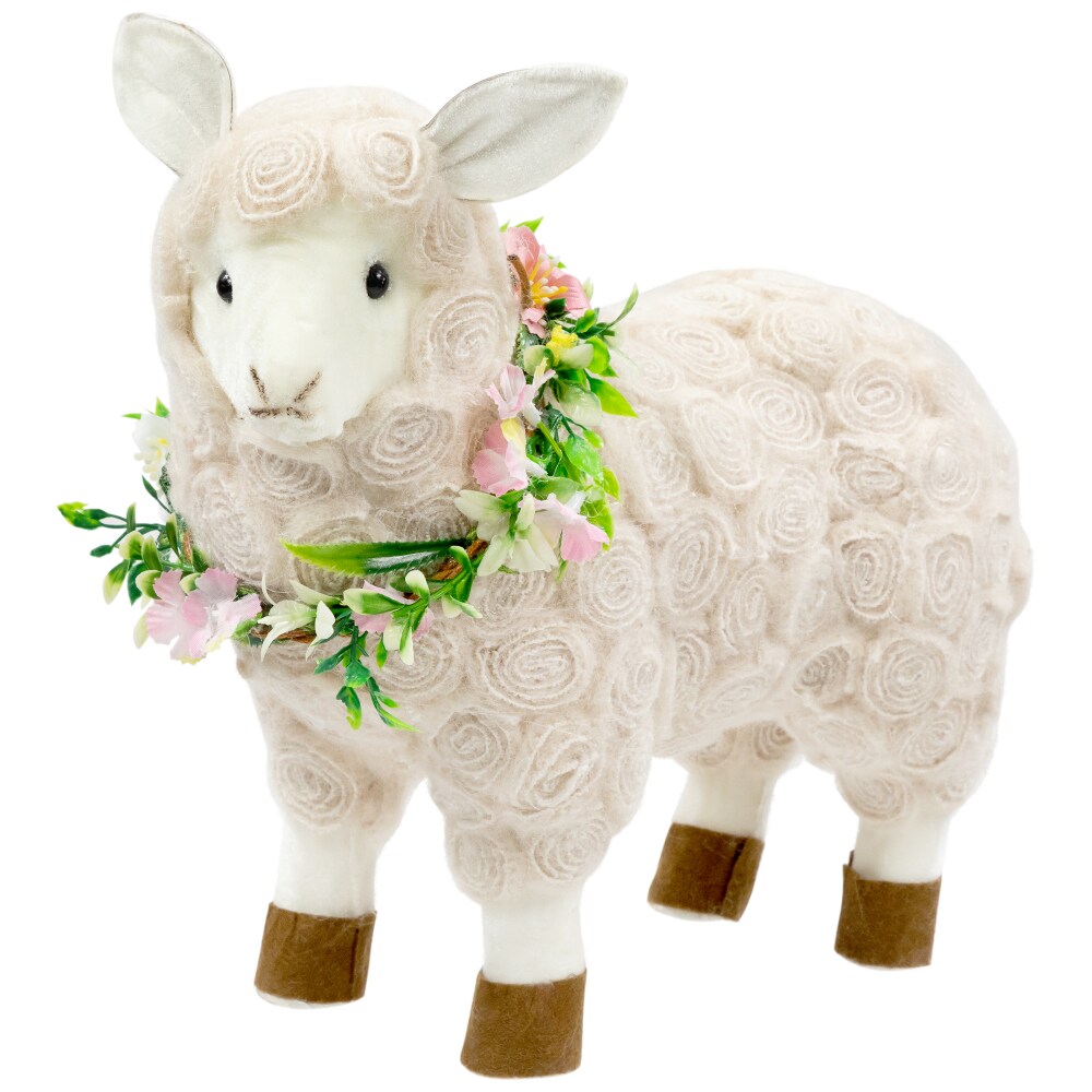 Northlight Standing Sheep With Floral Wreath Easter