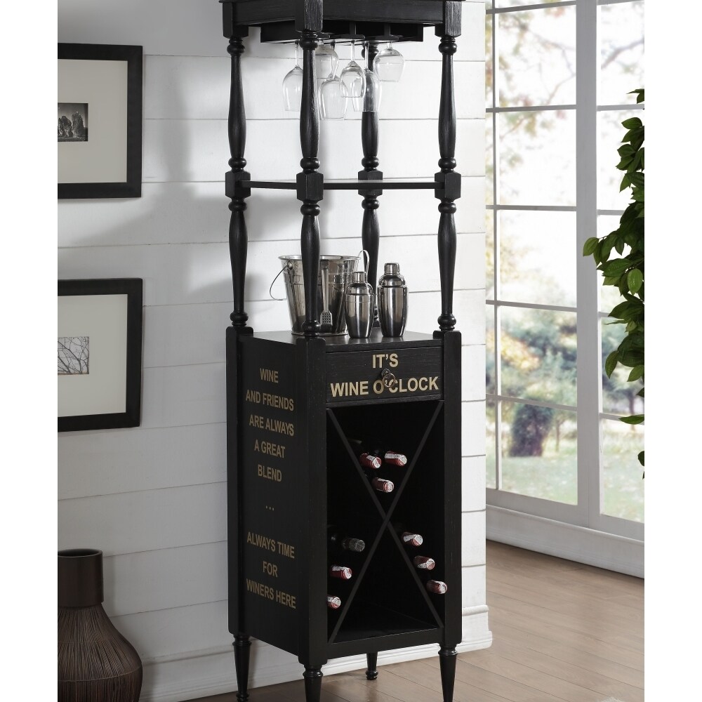 Fry S Food Stores Benzara Bm184777 Wooden Wine Cabinet With Spacious Wine Bottle Holder Black 73 X 18 X 20 I 1