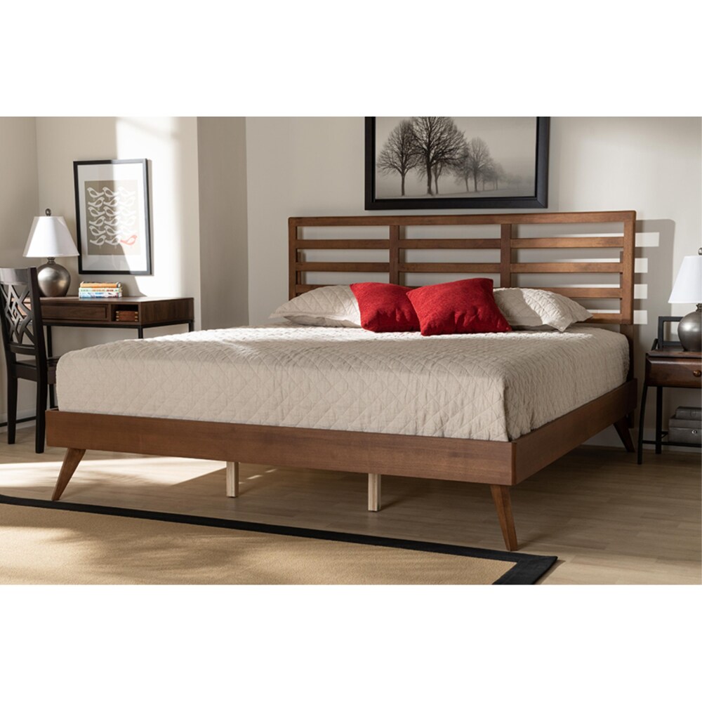 Baxton Studio Shiro Mid-Century Modern Ash Walnut Finished Wood King Size Platform Bed Baxton Studio Shiro Mid-Century Modern Ash Walnut Finished Wood King Size Platform Bed
