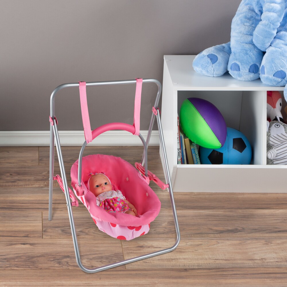2-in-1 Baby Doll Swing and Carrier Toy- Fits 13” Babies