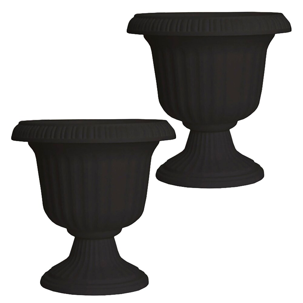 Southern Patio Large 14 In Outdoor Lightweight Resin Utopian Urn Planter, Black Southern Patio Large 14 In Outdoor Lightweight Resin Utopian Urn Planter, Black