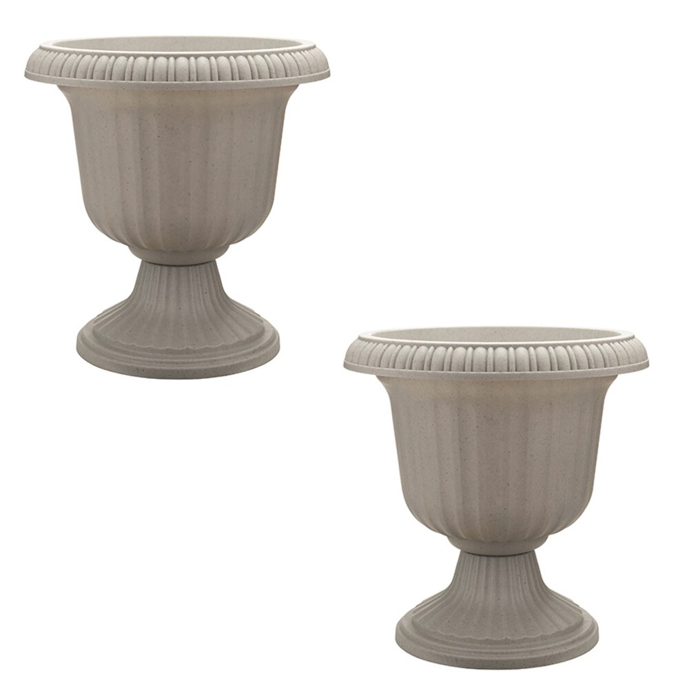 Southern Patio Large 14 In Outdoor Lightweight Resin Utopian Urn Planter, Stone Southern Patio Large 14 In Outdoor Lightweight Resin Utopian Urn Planter, Stone