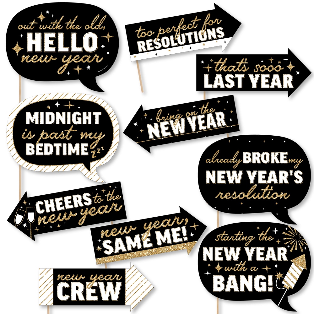Big Dot of Happiness Funny Hello New Year NYE Party Photo Booth Props Kit 10 Piece 10 Count Metro Market