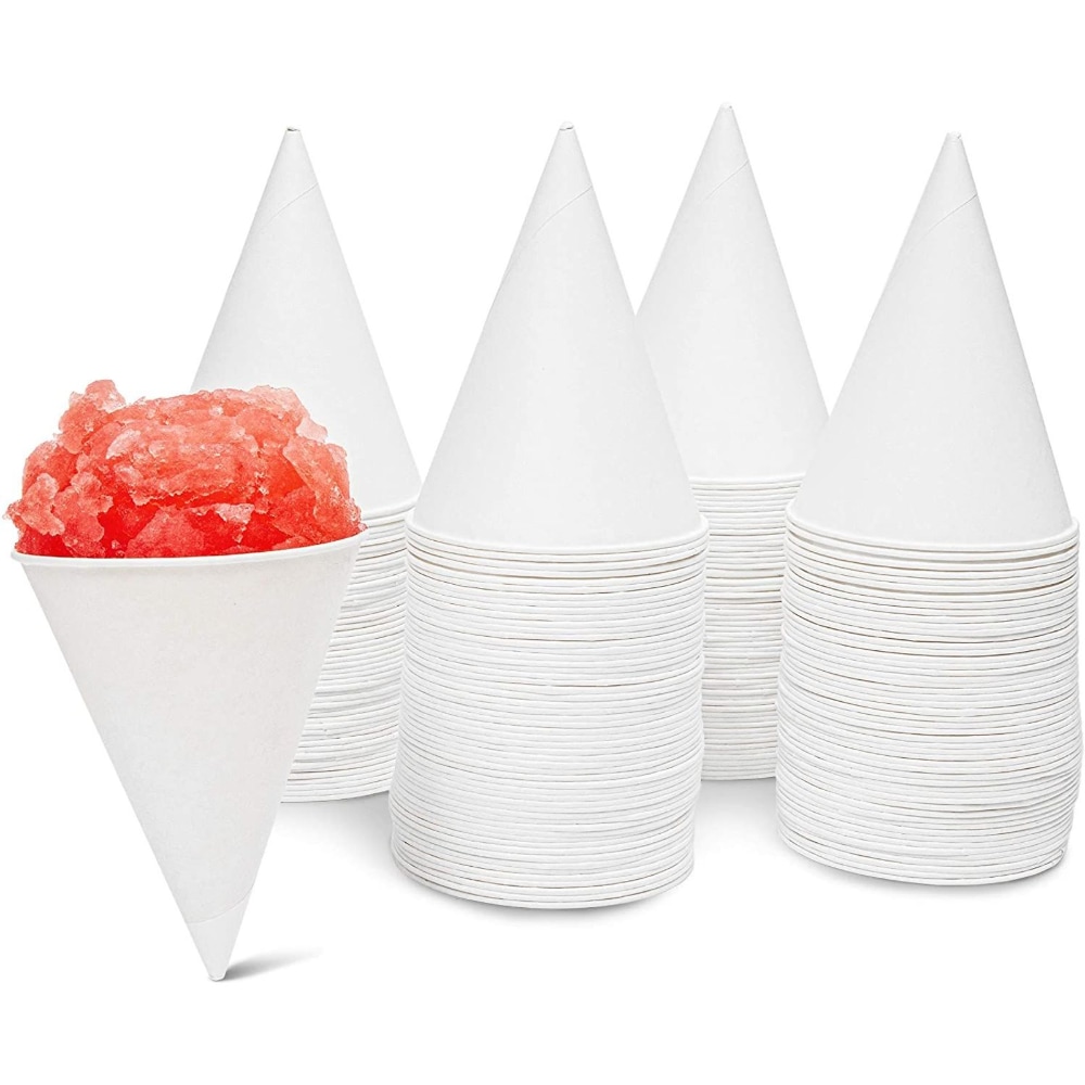 White Paper Cups for Slushies, Shaved Ice, Water, Snow Cones