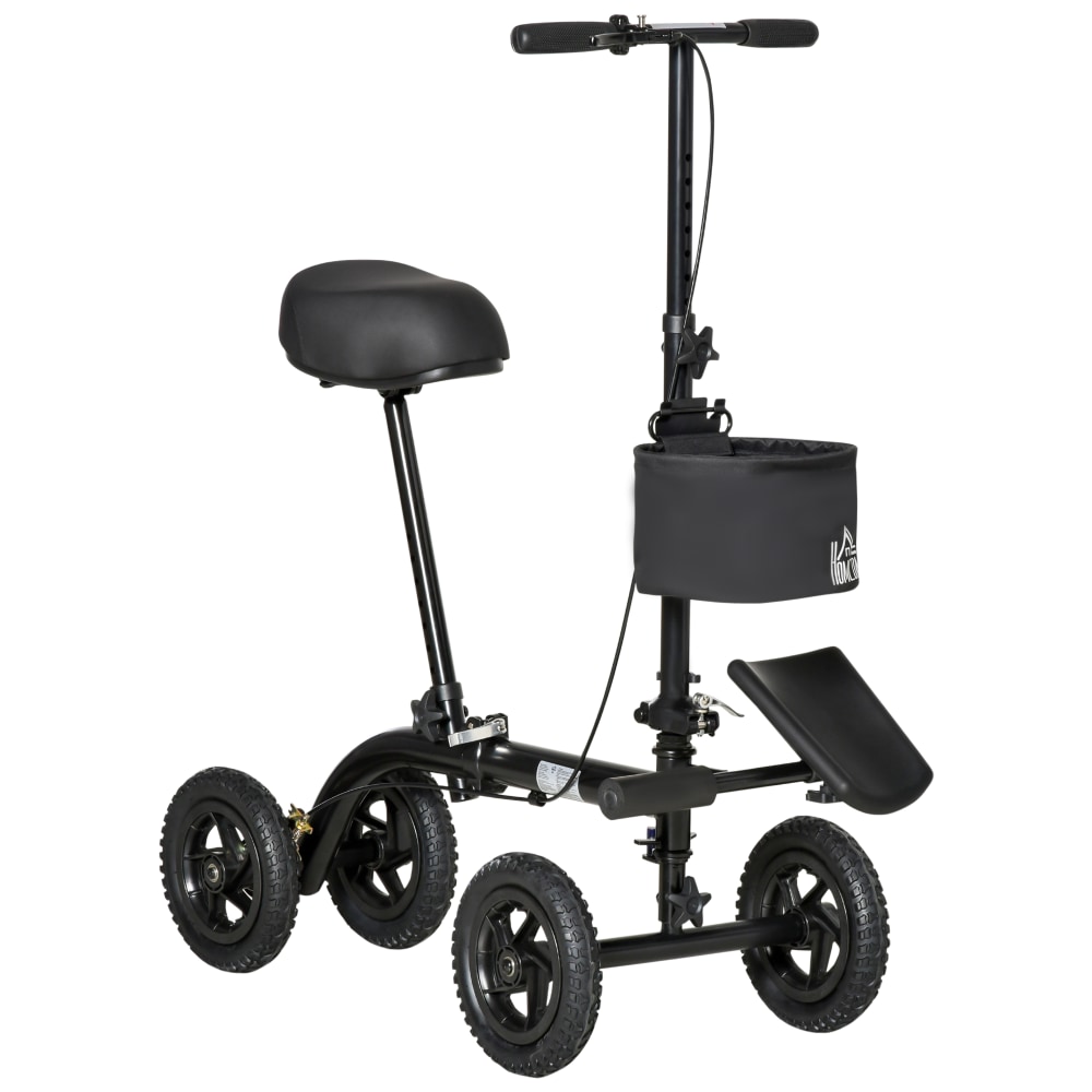 Foldable Steerable Seated Walker Crutch Alternative w