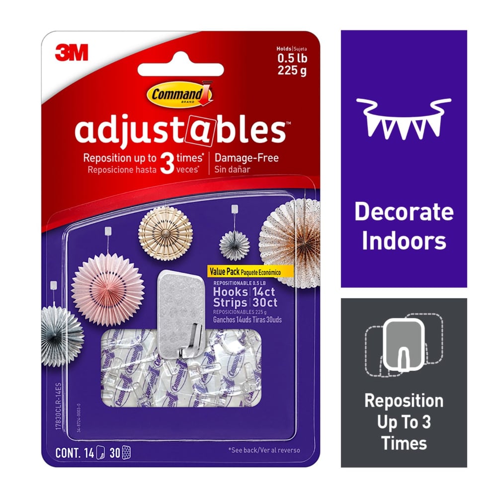 3M Command Adjustables Small Picture Hanging Strips 1 oz 20 pk 3M Command Adjustables Small Picture Hanging Strips 1 oz 20 pk