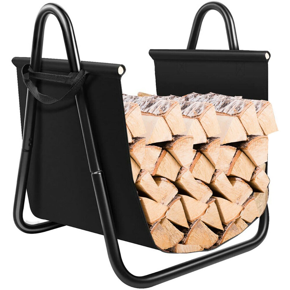 Firewood Rack Log Holder W/ Canvas Tote Carrier for Fireplace Outdoor Backyard Firewood Rack Log Holder W/ Canvas Tote Carrier for Fireplace Outdoor Backyard