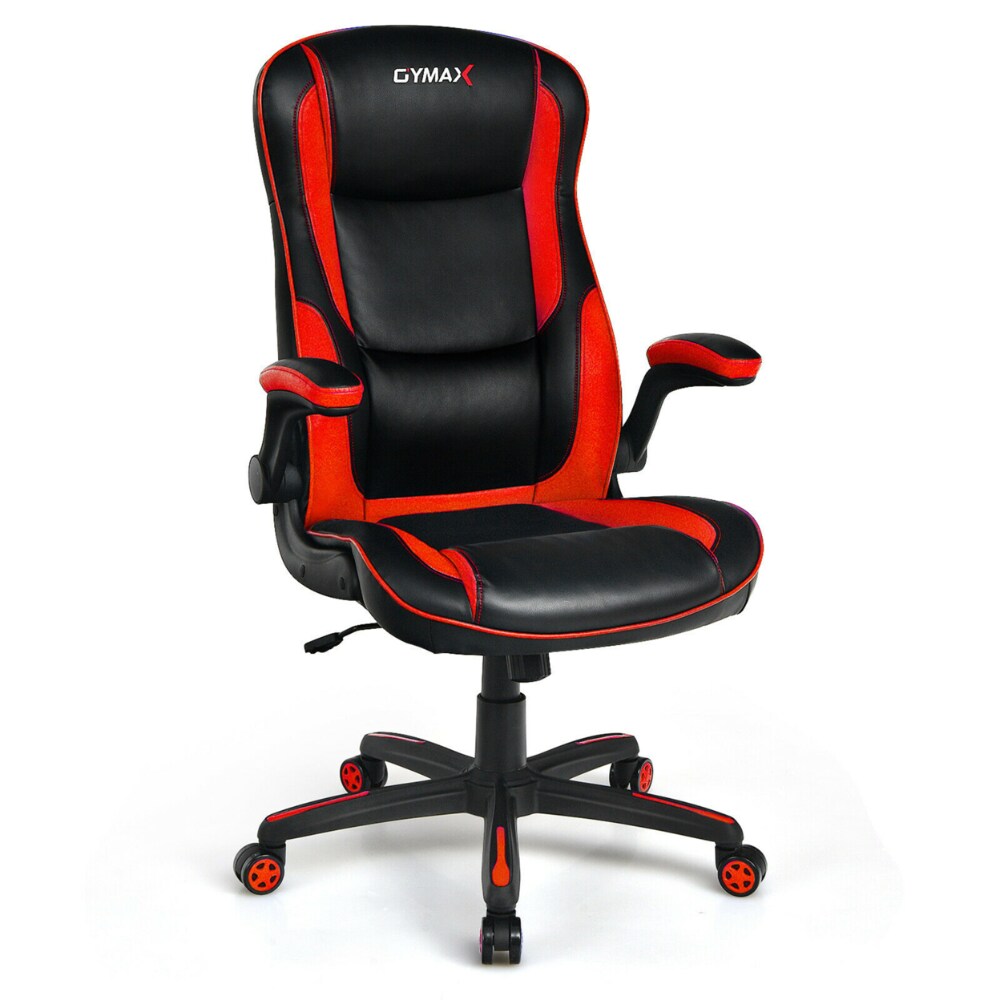 Racing Style Office Chair Ergonomic Adjustable Computer Chair w Flip up Arm Red 1 unit Gerbes Super Markets