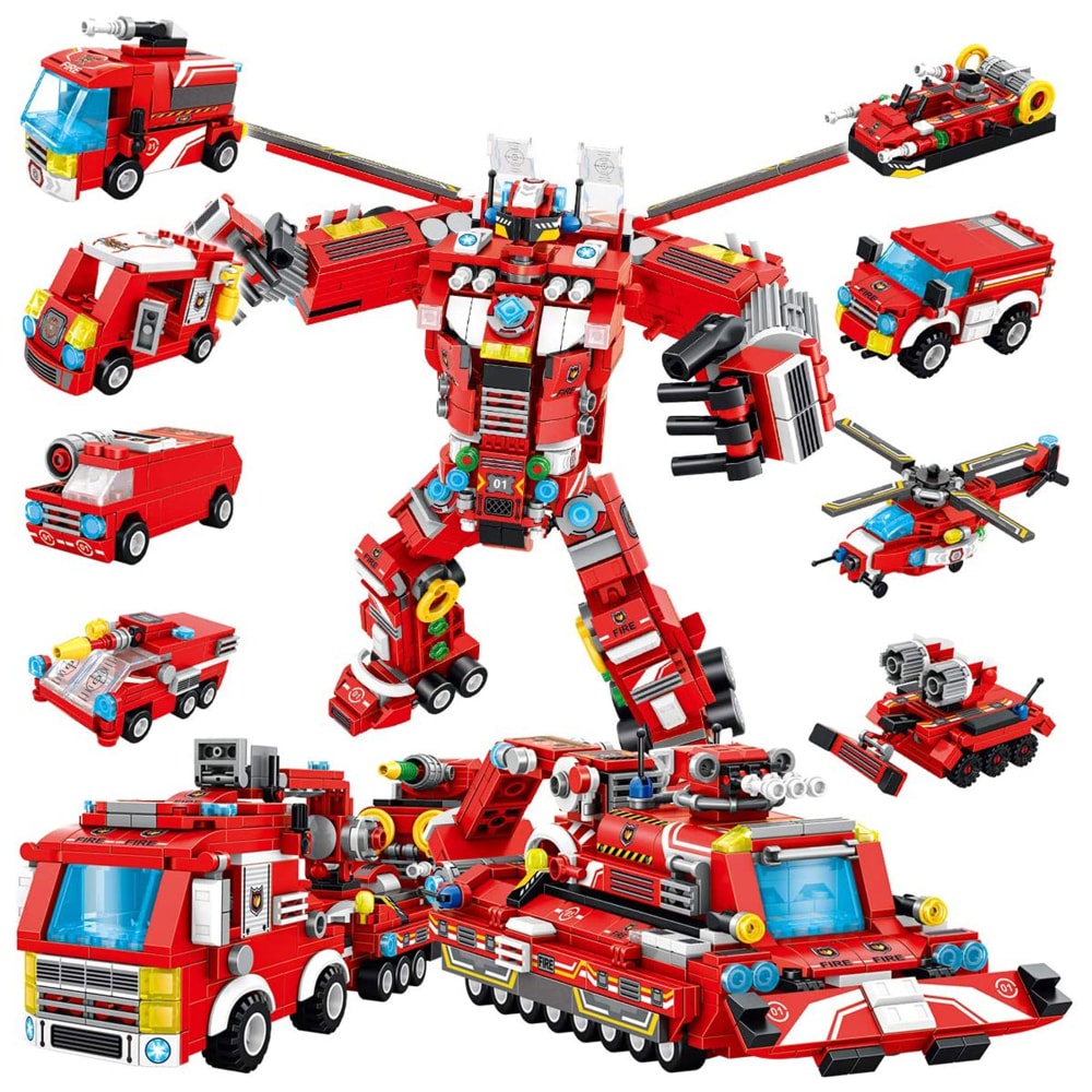 PANLOS 19 in 1 Fire Truck Robot Toy Model Construction
