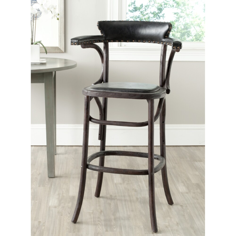 Safavieh Kenny Antique Black Upholstered Bar Stool Safavieh Kenny Antique Black Upholstered Bar Stool