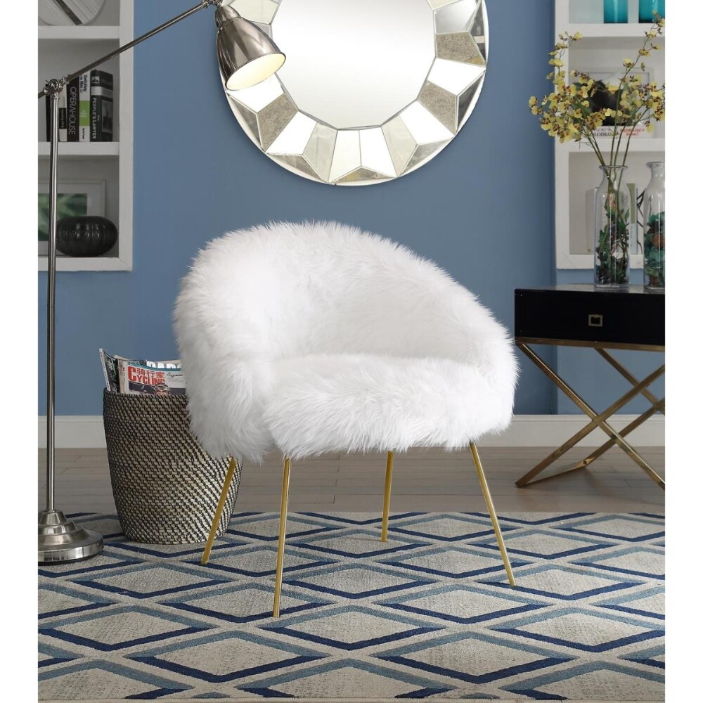 Posh Living Anthony Faux Fur Gold Powder Coated Metal Leg Accent Chair White 1 Ralphs