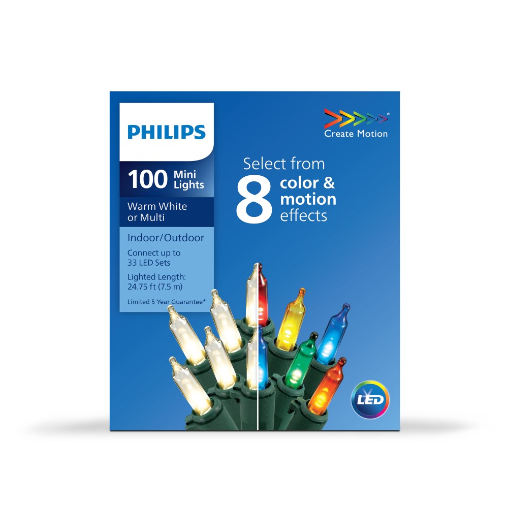 Philips LED Warm White or Multi Color Motion Effects Indoor Outdoor Mini Christmas Lights 100 ct Fred Meyer