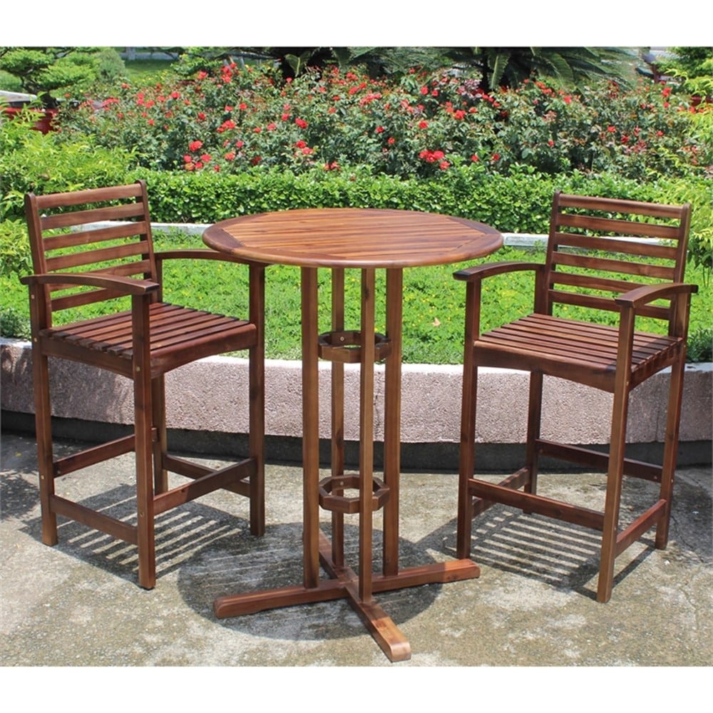 International Caravan Set of Two Highland Acacia Maine Bar Stool with Arms International Caravan Set of Two Highland Acacia Maine Bar Stool with Arms