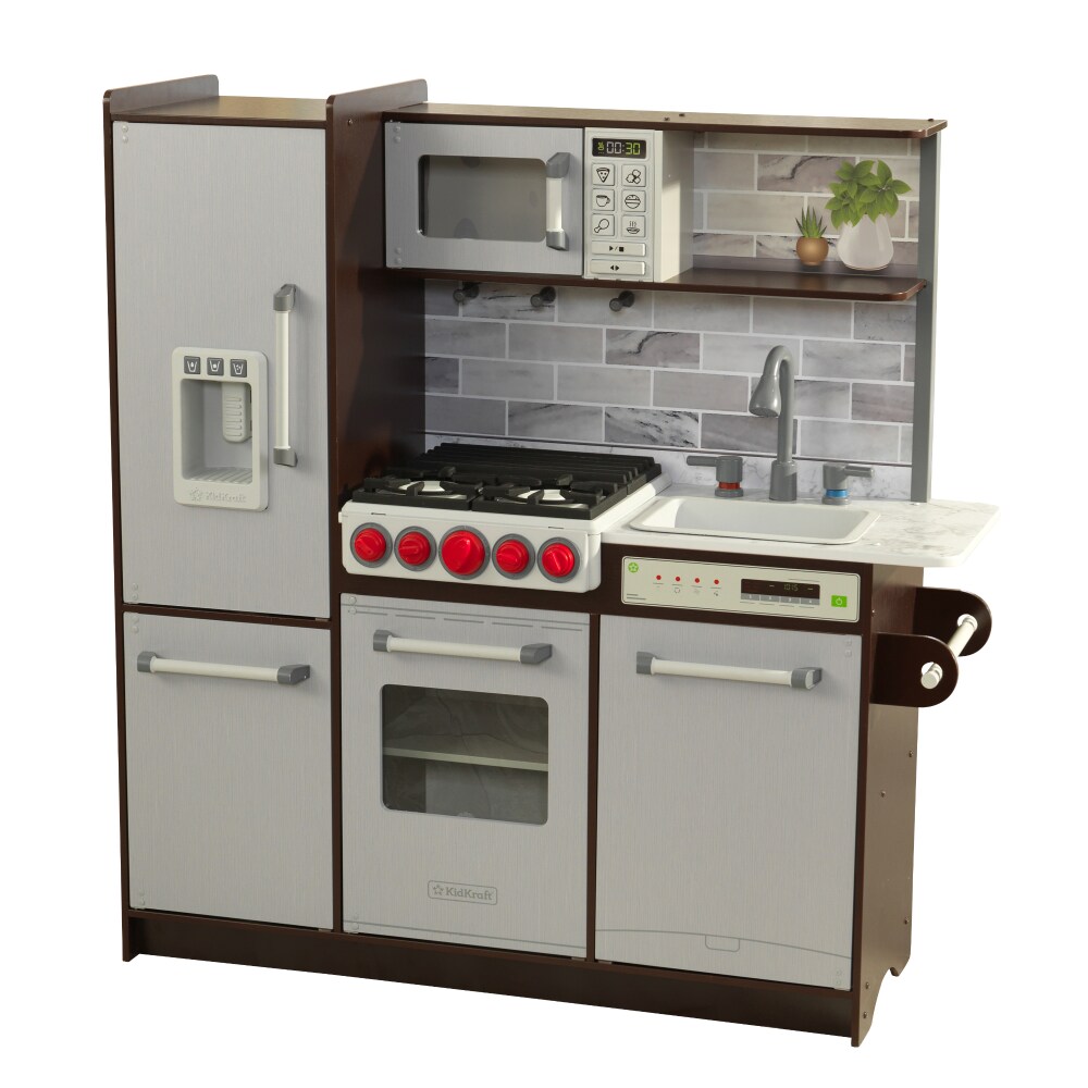 kidkraft uptown espresso kitchen with 30 piece play food set