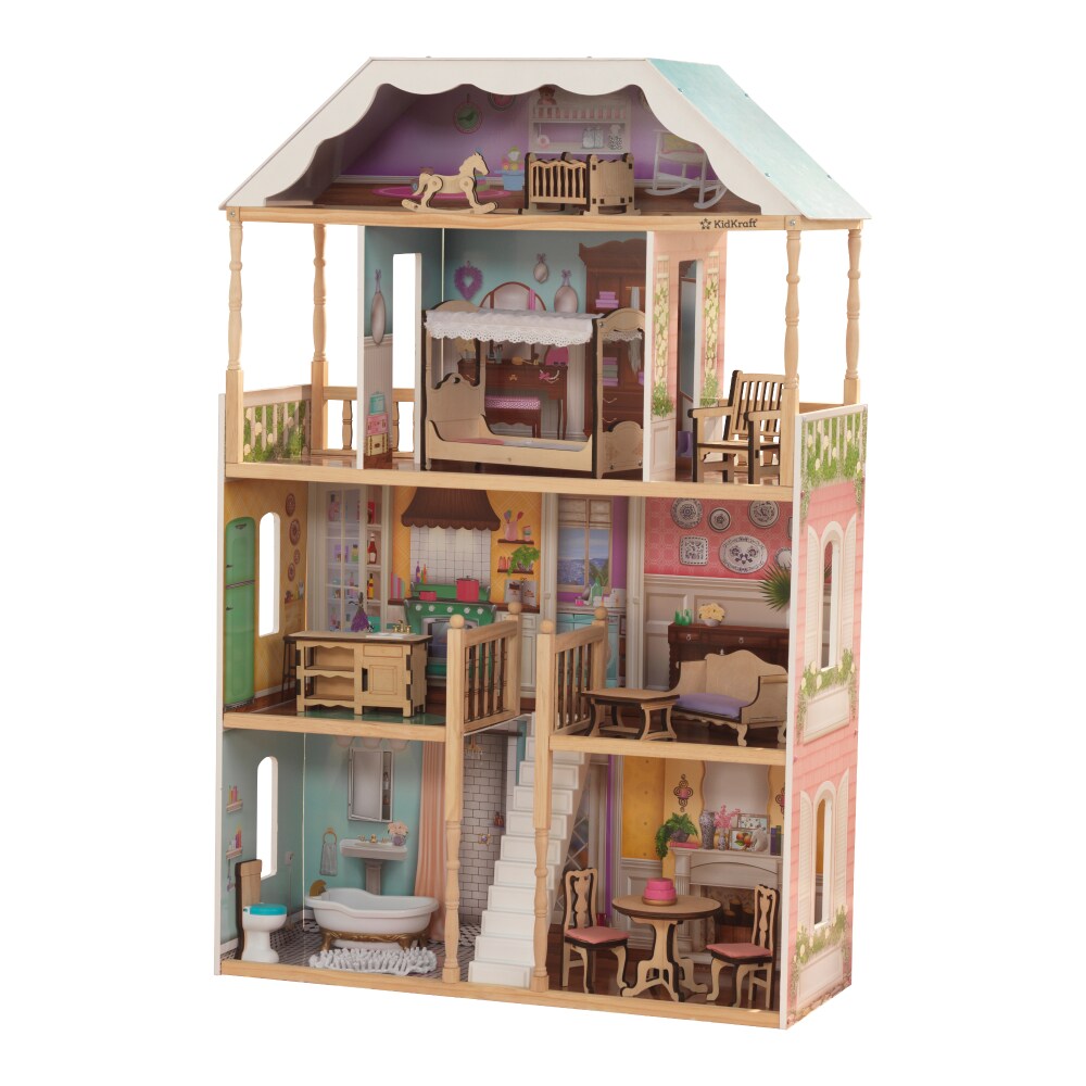 kidkraft grand view mansion dollhouse with ez kraft assembly and 34 accessories