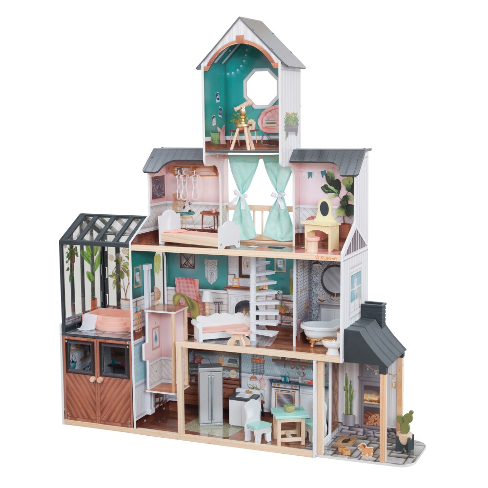 kidkraft grand view mansion dollhouse with ez kraft assembly and 34 accessories