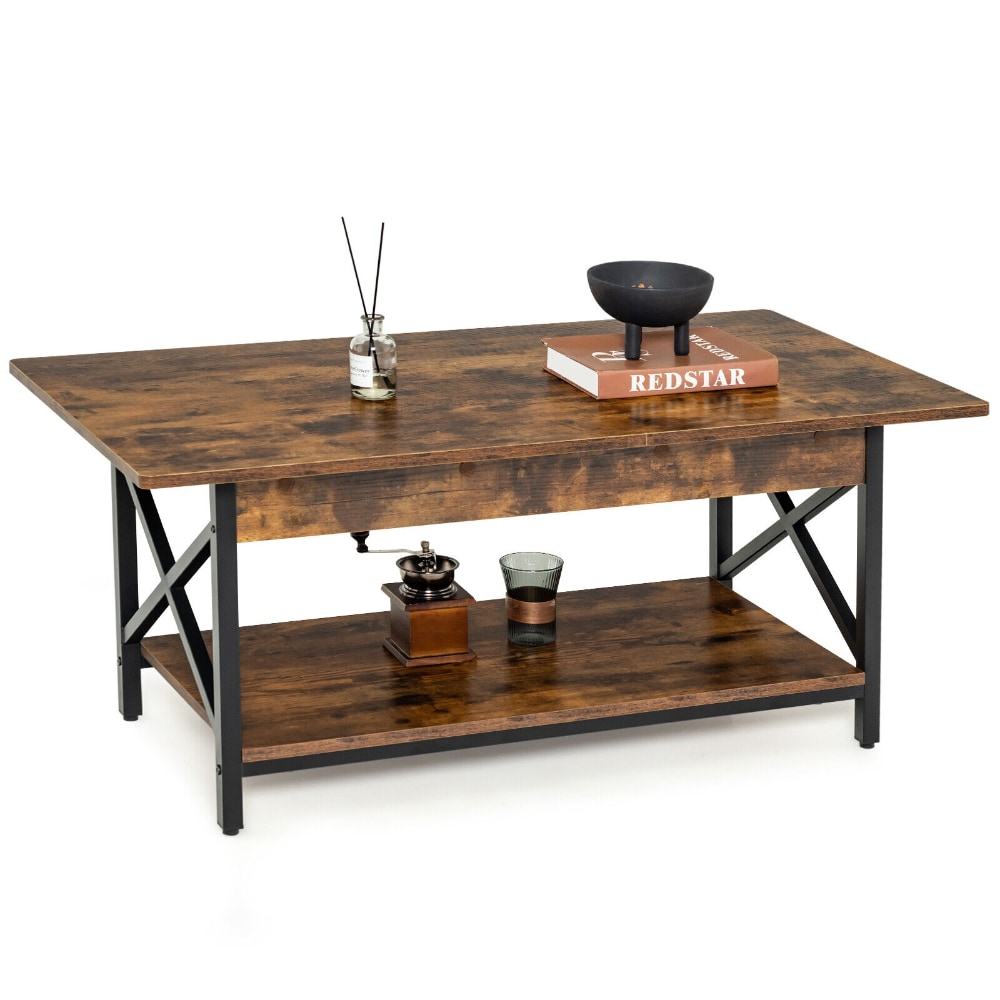Amazon.com: 2-Tier Farmhouse 41'' Large Gray Wood Coffee