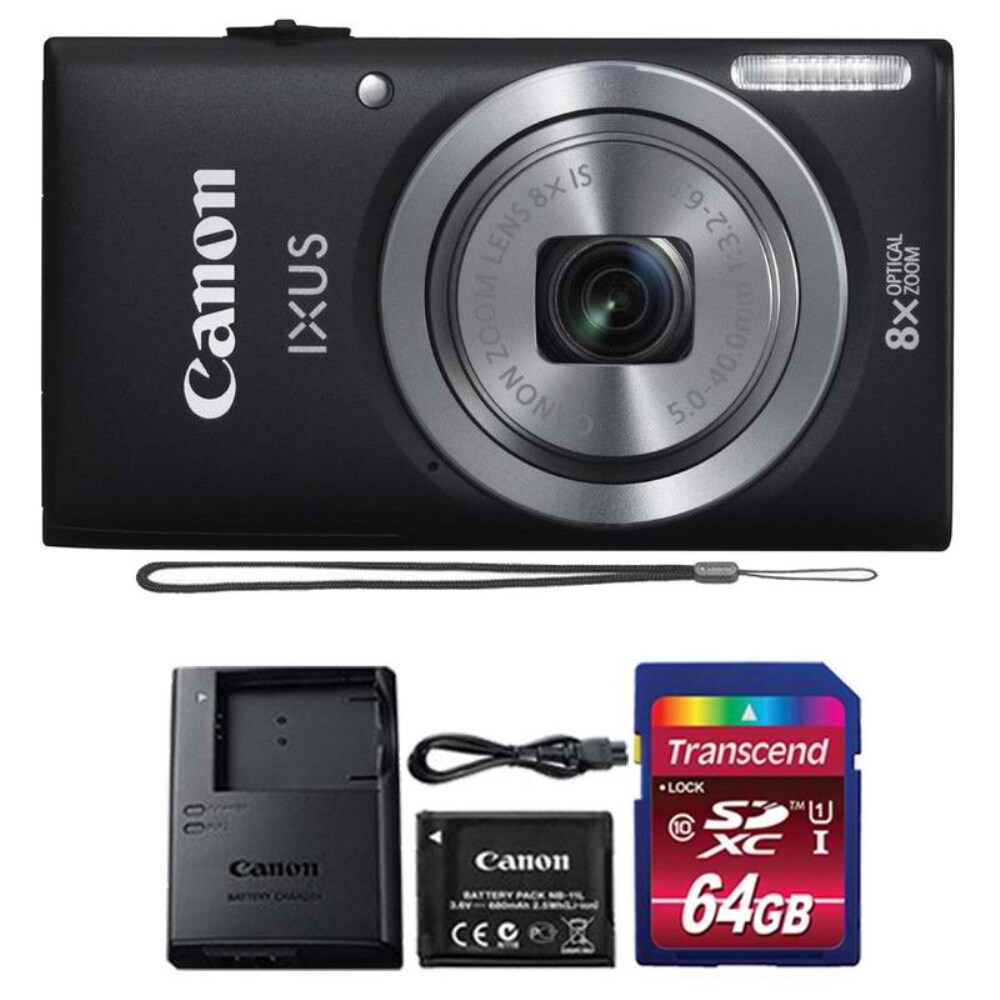 Canon Ixus 185 / Elph 180 20mp Black Digital Camera + 64gb