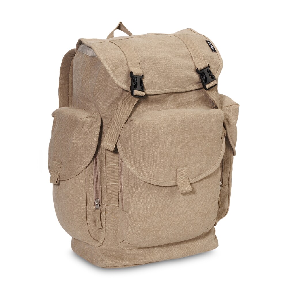 khaki canvas backpack