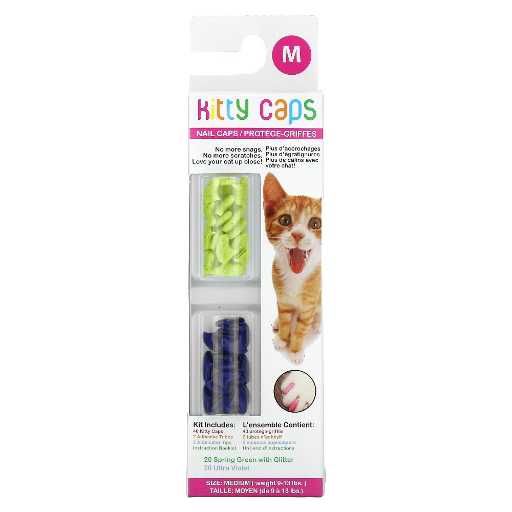 Kitty Caps Nail Caps Spring Green With Glitter and Ultra Violet 40 Count Kitty Caps Nail Caps Spring Green With Glitter and Ultra Violet 40 Count