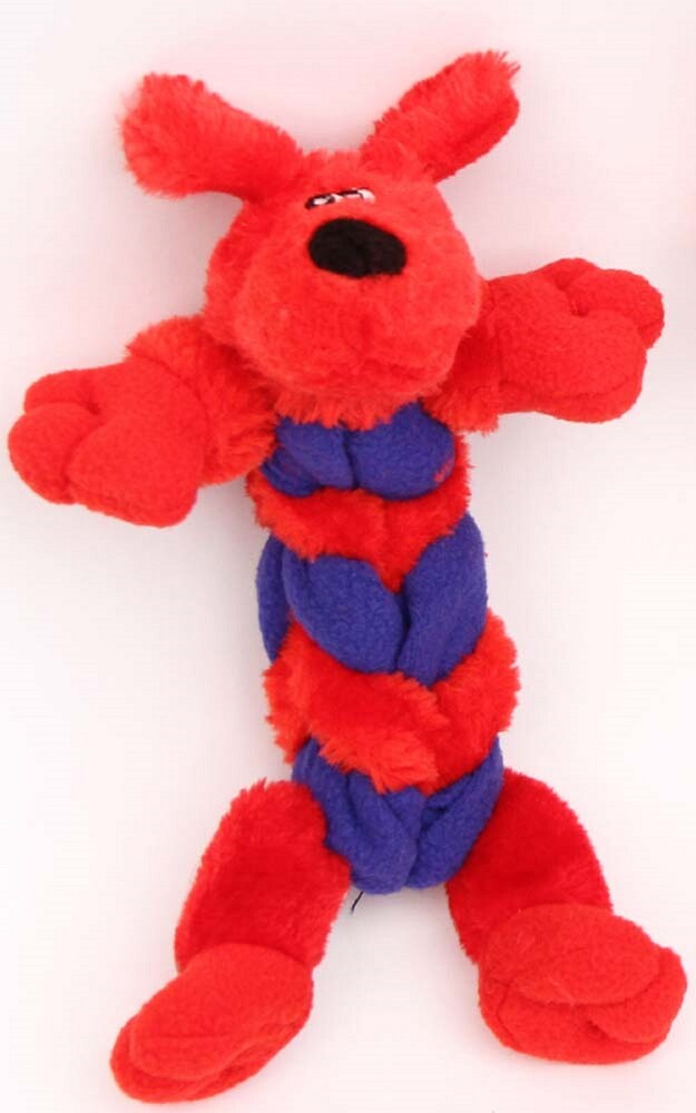 red squeaky dog toy